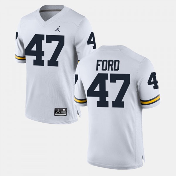 University of Michigan #47 For Men's Gerald Ford Jersey White Alumni Football Game College